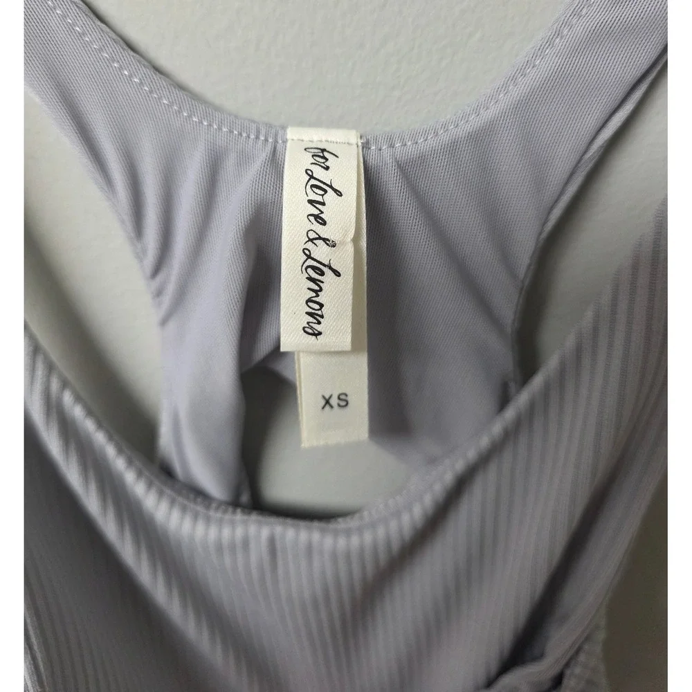 For Love & Lemons Front Keyhole Cutout Ribbed Bodysuit Womens XS Lavander Gray - Picture 5 of 8